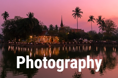 sunset over a temple in Sukhothai